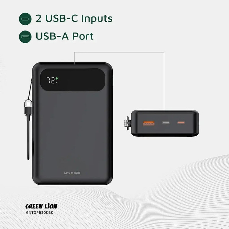 پاوربانک 22.5 وات گرین لاین مدل Toledo GL-PX37 ظرفیت 20000 میلیآمپرساعت